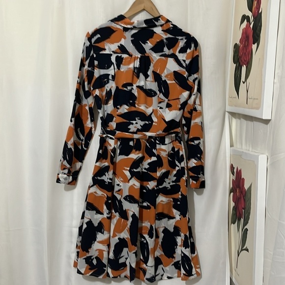 Banana Republic Leaf Design Long Sleeve Lined Dress a260 - Picture 5 of 5